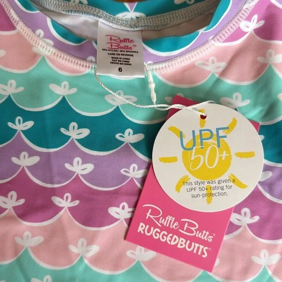 NWT Ruffle Butts Mermaid Rash Guard Set - Picture 2 of 5